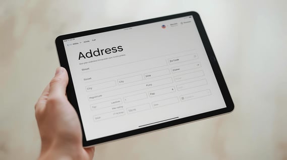 Address form on a tablet