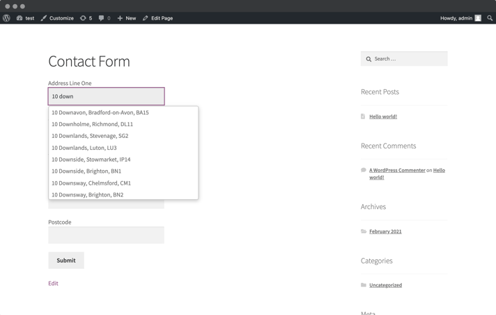 Contact Form 7 Address Finder