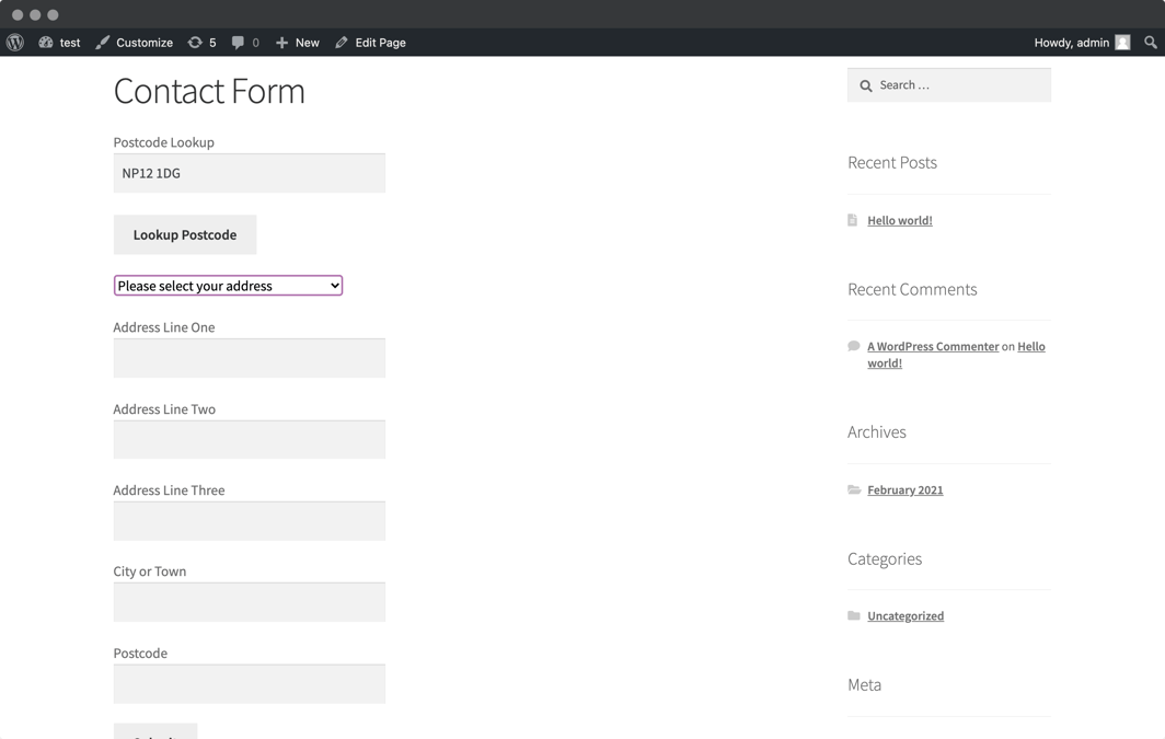 Contact Form 7 Address Validation Integration