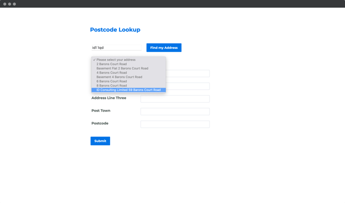 FormAssembly Postcode Lookup