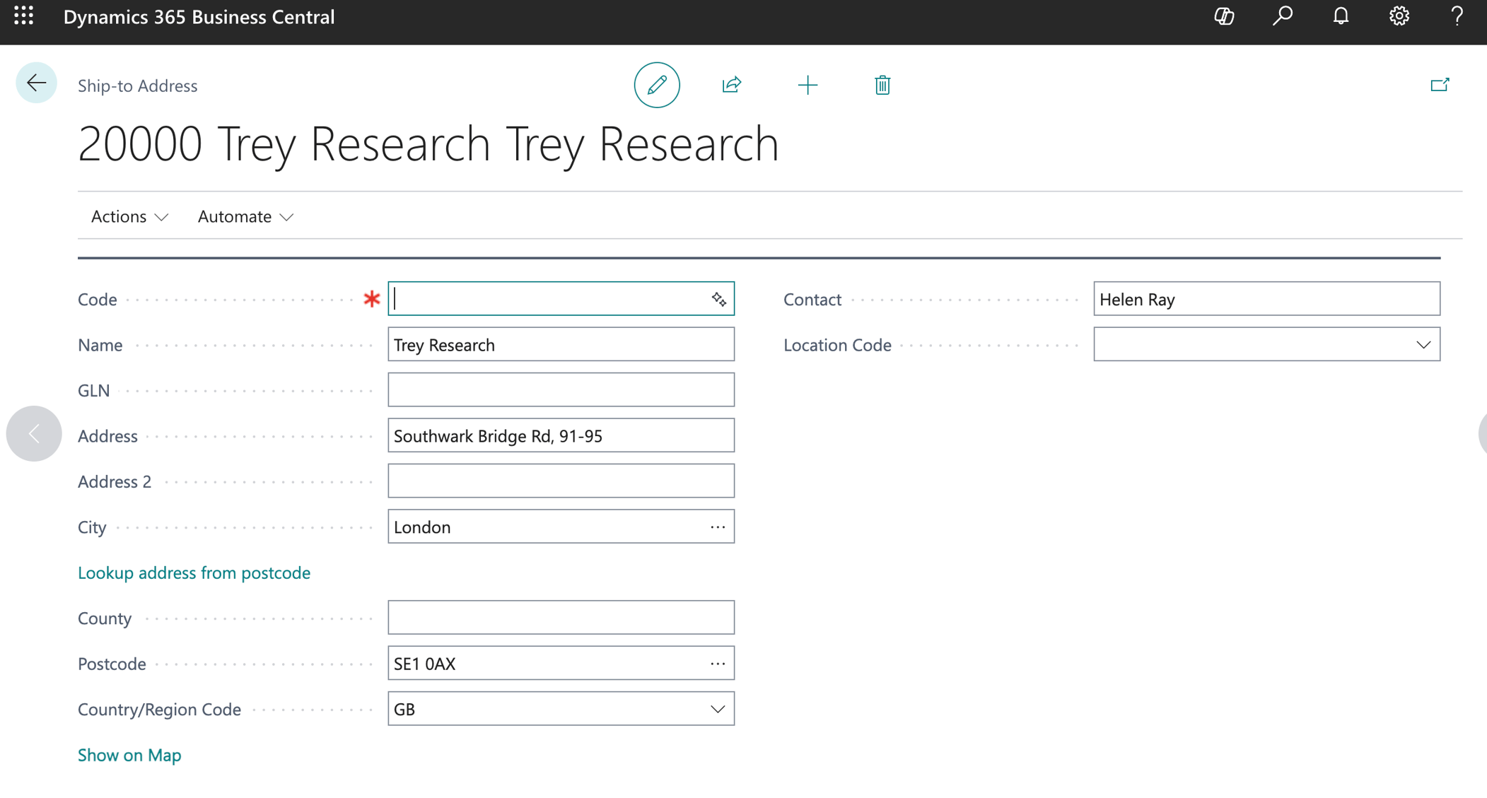 Postcode Lookup for Dynamics 365 Business Central