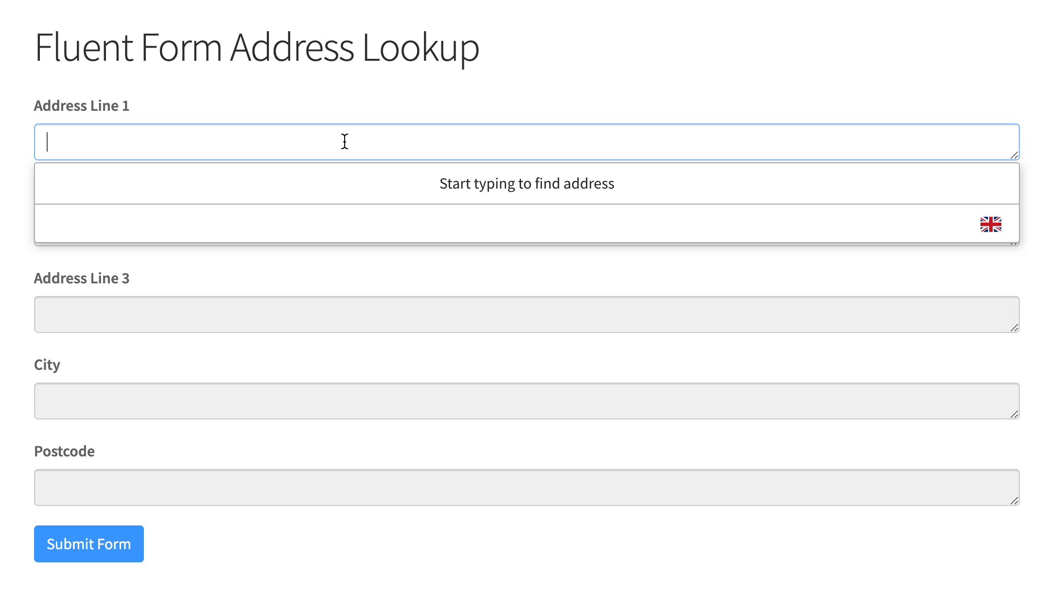 Fluent Forms Address Validation
